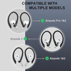 2 Pairs AirPods Ear Hooks for AirPods Pro 2, AirPods Pro, AirPods 4, 3, 2 & 1, Upgraded Anti Slip Sports Clip Hooks for AirPods 1, 2, 3, 4,Pro, Pro 2 – Black
