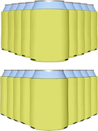 PartyPrints 25 Pack Marigold Blank Can Cooler Sleeves, Customizable Bulk Insulated Foam for Beer, Collapsible Plain Drink Holder, Cold Soda Insulator, 12oz Regular, 16oz Tall Cans