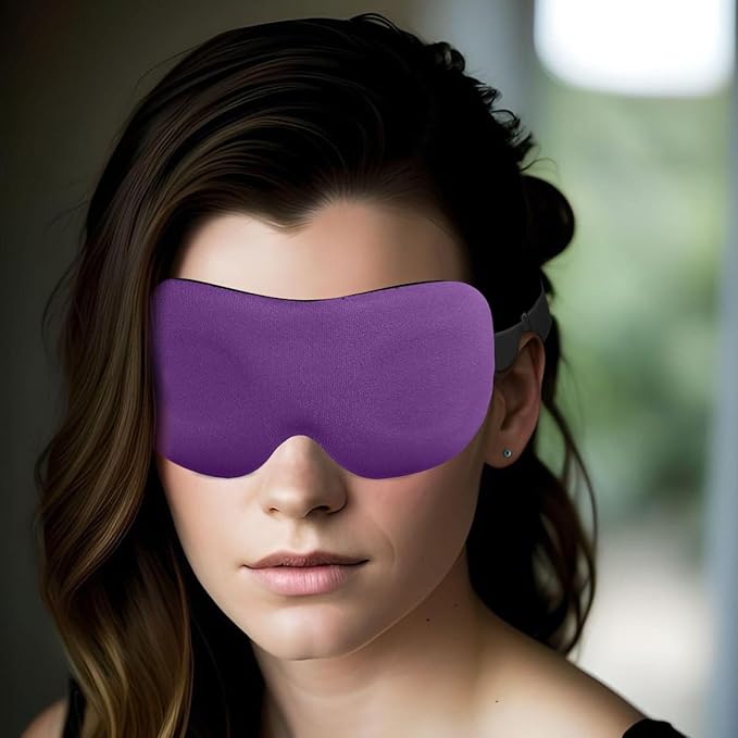 3D Sleep Mask for Side Sleepers – 100% Light Blocking Eye Mask for Sleeping, Zero Eye Pressure, Soft Breathable Memory Foam, Adjustable Strap for Travel, Men & Women (Purple)