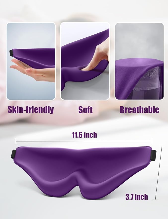 EVA BELLE Sleep Mask Women Men, Comfy Blackout Eye Mask for Deep Sleep, 3D Memory Foam Sleeping Mask, Silk Sleep Eye Cover, Cute Funny Eyeshade Covers, Adjustable Elastic Strap & Soft Breathable