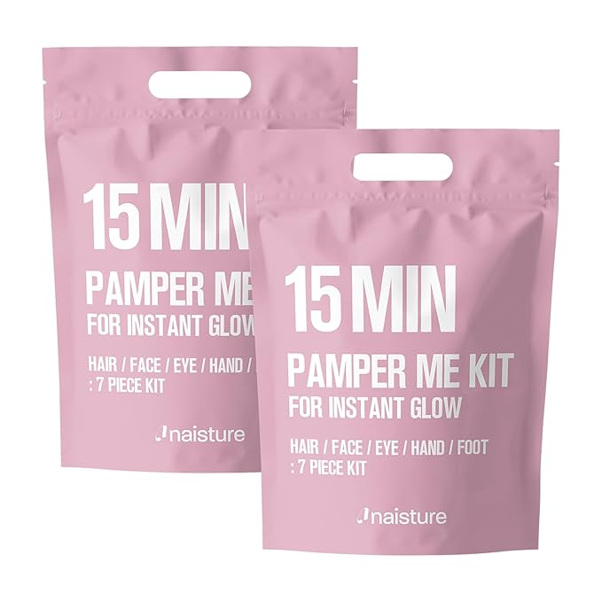 Naisture 15 Min Pamper Me Kit Duo Pack Korean Spa Skincare Gift Sets for Women-Head to Toe with Hair, Face, Eye, Hand, & Foot Masks (14 pcs)