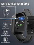 TiMOVO 3.3FT Smart Watch Charger Compatible with YAMAY Letsfit VeryFitPro, Magnetic USB Smartwatch Charging Cable for Willful SW021 SW023 SW025/Umidigi Uwatch 3S 3 2 2S, Black