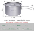 Boundless Voyage Titanium Pot Portable Camping Cookware Lightweight Cooking Pot Set for Outdoor Cooking Traveling Backpacking Hiking Trekking Picnic