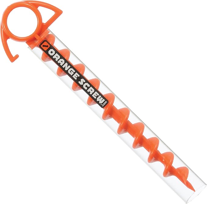 Ultimate Ground Anchors: Heavy Duty Screw-in Tent Stakes for High Wind, Sand, Canopies, and Camping - Made in USA, Included T-Grip Tool - (Small, Single Pack, Orange)