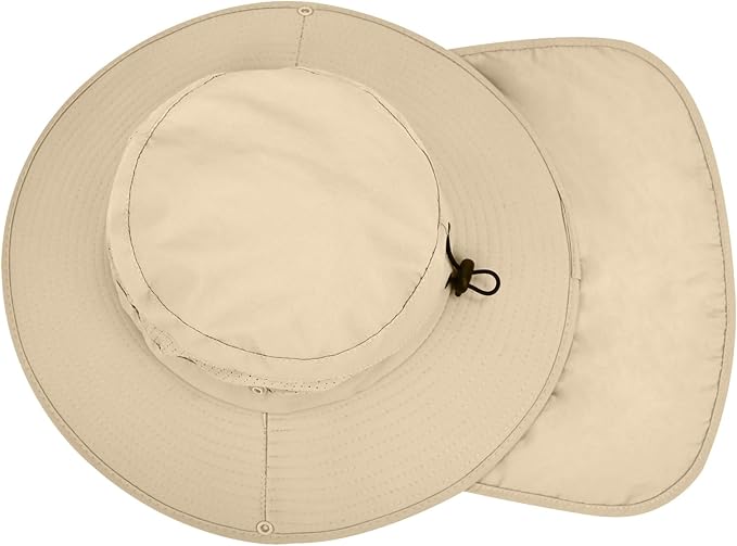 Sun Hats for Men Women, UPF50+ Protection Safari Hat,Wide Brim Fishing Hat with Neck Flap,Bucket Hats for Beach Hiking