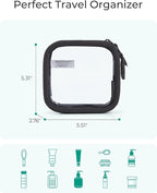 BAGSMART Mini Clear Makeup Bag for Women Portable Travel Toiletry Bag, Cute Small Water-ResistantCosmetic Bag TSA Approved Clear Makeup Case Pouch with Zipper for Car Essentials(Black)