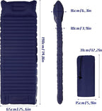 40D Self-Inflating Camping Pad, Insulated Ultralight Sleeping Mat for Backpacking, Winter Camping, 2-Layer Anti-Leak Design w/Built-in Pillow, Foot Pump Foldable Pad, Navy Blue