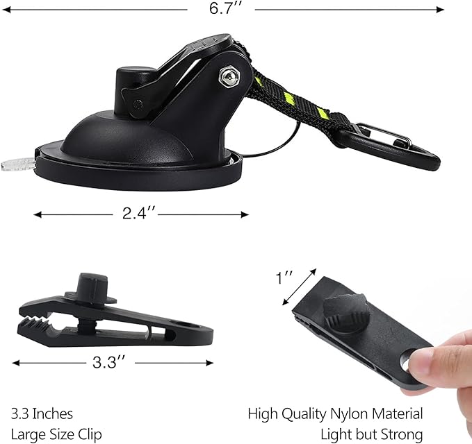 CONBOLA Suction Cups Hooks 8 pcs Car Camping Essentials Heavy Duty Tie Down Suction Cup Camper Accessories with Securing Hook Strong Power for Car Awning Boat SUV Tent Trap Window Glass.(Green,8 pcs)