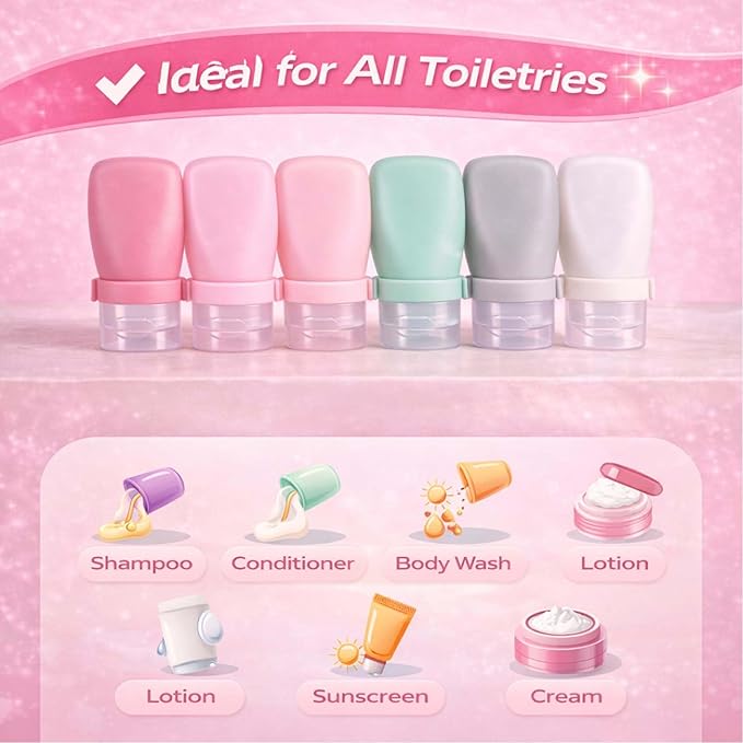 1 oz Silicone Travel Bottles, Leakproof Squeeze Bottle Mini Travel Size Container for Toiletries Lotion Shampoo and Conditioner Liquid Salad Dressing to go Condiment, TSA Approved, 4 Pack