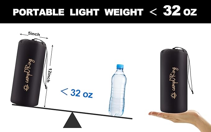 Sleeping Pad with Pillow, Self Inflating Extra-Thick, Ultralight Sleeping Mat, Built-in Pump, Ultimate for Camping, Hiking, Traveling, Airpad, Carry Bag, Compact & Lightweight Air Mattress (Black)