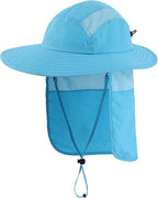 Home Prefer UPF 50+ Mens Wide Brim Fishing Hat with Neck Flap Sun Hat for Men Women Sun Protection Cap