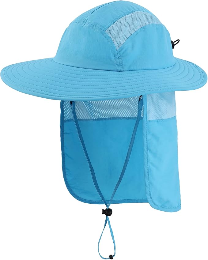 Home Prefer UPF 50+ Mens Wide Brim Fishing Hat with Neck Flap Sun Hat for Men Women Sun Protection Cap