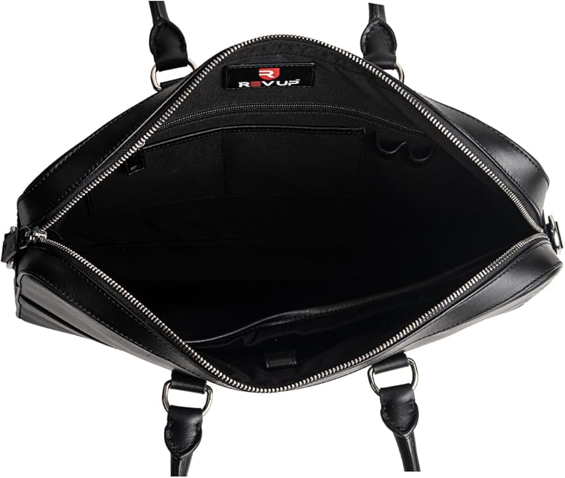 REV_UP! Premium Leather Business Briefcase, Executive Laptop Bag with Dual Handles, Professional Office Document Carrier