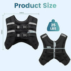 Weighted Vest, 8lb/12lb/16lb/20lb/25lb/30lb Weight Vest with Two Adjustment Straps for Men Women, Weight Vests with Reflective Stripe for Strength Training, Running, Jogging, Walking