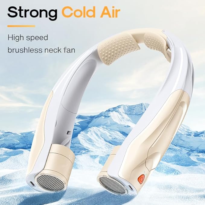 Hands-Free Portable Neck Fans - 6000mAh High Capacity Battery, USB Dual Port Fast Charging, Ultra-Quiet 6 Speeds Cooling Air, 360° Airflow for Outdoor, Indoor, Office, Travel - Beige