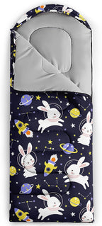 AILONEN Pink Lovely Rabbit Sleeping Bag for Girls Kids Adults,Warm and Cool Weather,Lightweight,Waterproof Backpacking,Cartoon Flowers Printed Bunny Sleeping Bag for Camping