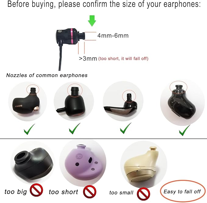 Sports Earbud Stabilizers Fins Wing Noise Isolation Replacement Eartips Adapters for in Ear Earphones 4mm to 6mm Nozzle Attachment 4 Pairs Left and Right (Black/White)