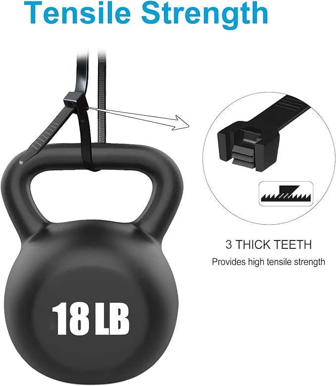 Zip Ties 4 inch, Small Zip Ties with 18 lb Tensile Strength, Black, 1000 Pack, by Tantti Supply