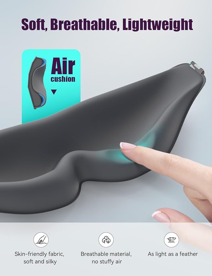 Sleep Mask for Side Sleeper Women Men, EVA BELLE Eye Mask for Sleeping Light Blocking, 3D Sleeping Mask Blackout, Soft Breathable Eye Shade Cover with Adjustable Elastic Strap for Travel Home Nap Rest