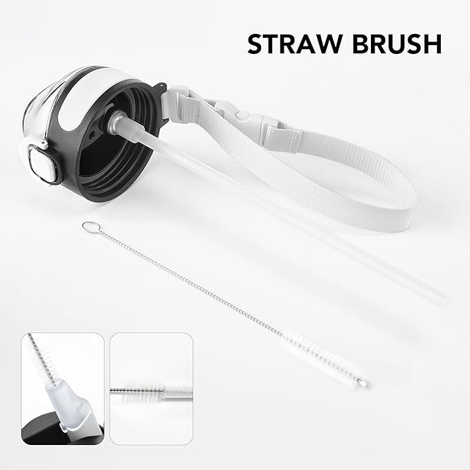 Enerbone 32 oz Insulated Water Bottle, Stainless Steel Bottle with Carrying Strap, Double-Wall Vacuum Insulation Design, Leakproof Sports Bottle with Straw, Keep Drinks Cold or Hot for Hours