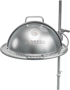 Breeo Grill Dome and Outpost Grill Bundle – Hinged Stainless Steel Dome w/Built-in Thermometer, Griddle Accessories Kit, Outdoor Set for Live-Fire Cooking – Fits X/19, Y Series