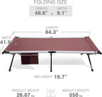 EVER ADVANCED Extra Wide Camping Cot for Adults Oversized XXL Sleeping Cots Folding Cot Bed with Carry Bag, 84.3" L x 41.9" W, Support to 550 lbs