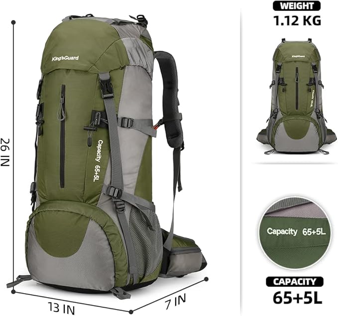 70L Camping Hiking Backpack with Rain Cover Waterproof Backpacking Backpack for Hiking Treeking Climbing Outdoor