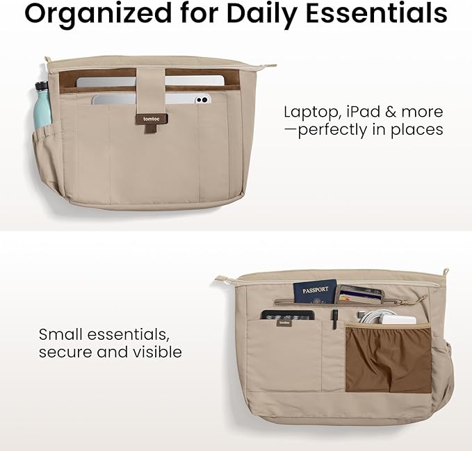 tomtoc 16-inch Puffy Laptop Tote Bag for Women 13.5L, Lightweight Puffer Work Tote with Padded Laptop Compartment for 15/16-inch MacBook, Large Capacity Tote Bag for Office, Business, Daily Essentials