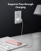 VRURC Portable Charger Power Bank with Wall Plug, 10000mAh Portable Charger with Built in Cables, PD 20W Fast Charging Portable Charger with Cords External Charger Travel Accessories-Pink(1 Pack)