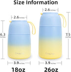 Thermo for Hot Food for Adults Kids | Wide Mouth, 26 oz Insulated Food Jar with Spoon, Leakproof Soup Thermo for School Office Travel, Thermal Steel Lunch Container Easy to Carry (Light Blue)