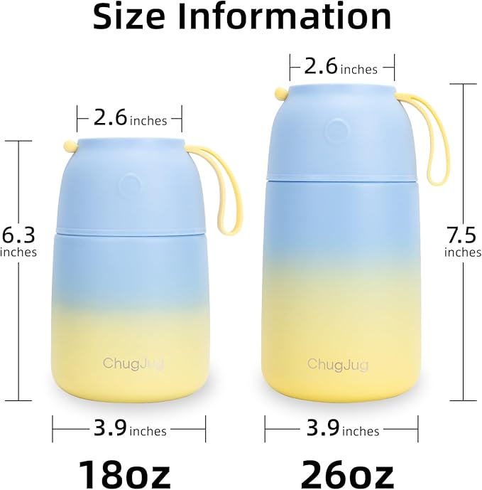 Thermo for Hot Food for Adults Kids | Wide Mouth, 26 oz Insulated Food Jar with Spoon, Leakproof Soup Thermo for School Office Travel, Thermal Steel Lunch Container Easy to Carry (Light Blue)