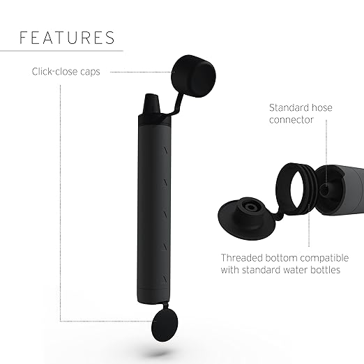 LifeStraw Peak Series - Personal Water Filter Straw for Backup Filtration, Emergency, Survival, and Ultralight Hydration, Dark Mountain Gray, 2 Pack