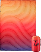 Outdoor Puffy Camping Blanket, Lightweight Down Alternative Puffy Waterproof Stadium Blanket with Portable Bag, Lightweight Camping Blanket for 2 People, Cold Weather, Sports, Travel, Car, 79*54 inch