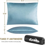 Ivellow Memory Foam Travel Pillow Compressible Camping Pillow for Sleeping Shredded Memory Foam Pillow Compact Firm Supportive Travel Pillow for Adults Kids Outdoor Hiking Essential Gear Blue-S