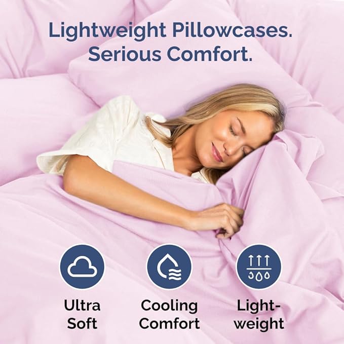 Pillowcases - Ultra Soft Hotel Quality Pillowcase Covers - Comfy, Cozy & Wrinkle Free - Shrinkage and Fade Resistant - Machine Washable Pillow Protectors - (Queen, Light Pink, 4 Piece Set)