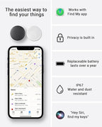 2026 New Smart Tracker Tags-2 Pack: Bluetooth Tracker Tag, Key Finder Tags Works with Apple Find My App, Replaceable Battery, Wallet Finder Tags and Item Locator Tags for Keys, Bags, Luggage, Pets