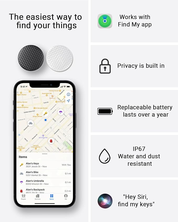 2026 New Smart Tracker Tags-2 Pack: Bluetooth Tracker Tag, Key Finder Tags Works with Apple Find My App, Replaceable Battery, Wallet Finder Tags and Item Locator Tags for Keys, Bags, Luggage, Pets