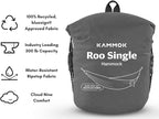 KAMMOK: Roo Single Hammock | Made from Strong & 100% Recycled Water Resistant Ripstop Fabric | Comfortable, Packable, Lightweight (Lifetime Adventure Grade Warranty), Granite Gray