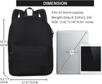 SUPACOOL Casual Laptop Backpack for Men and Women, Work backpack, Black Backpacks, College School Backpack for Boys and Girls, USB Charging Port, Lightweight Travel Back Pack(Black)