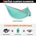 Camping Hammock, Super Lightweight Portable Parachute Hammock with Two Tree Straps Single or Double Nylon Travel Tree Hammocks for Camping Backpacking Hiking