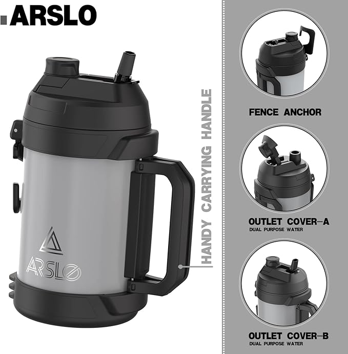 Sports Water Jug - Gallon Water Bottle - Large Insulated Stainless Steel Bottle for Gym, Workouts, Basketball, Football, Soccer - Keep Water Cold for Up To 24 Hours - 108 Ounce (Graphite)