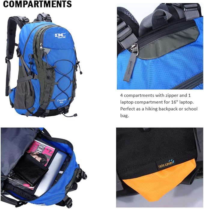 Diamond Candy Waterproof Hiking Backpack for Men and Women, Lightweight Day Pack for Travel Camping