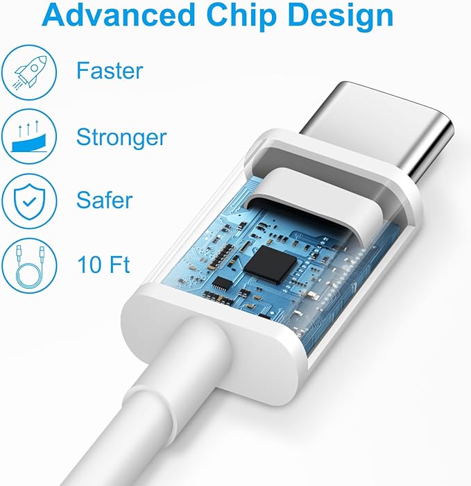 3 Pack iPhone 17 16 15 Charger Fast Charging 10FT - 20W USB C Charger Block with 10FT Type C to C Cable Compatible with iPhone 17/17 Pro/17 Pro Max/Air/16/16e/15, iPad Pro, iPad Air (Yellow)