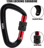 12kN Locking Carabiner Clips, Small Aluminium Carabiners Keychain, Heavy Duty Caribeaners for Camping, Hiking, Hammocks, Swings, Dog Leash, 2 Pcs