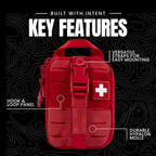 My Medic Sidekick Pro - Camping Hiking and Backpacking First Aid Kit - 70 Items with Tourniquet - HSA and FSA Eligible - Small Ifak Great for Travel or Motorcycle - Portable Emergency Kit – Red