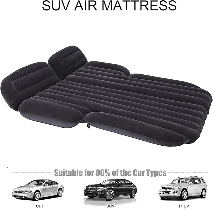 Inflatable SUV Air Mattress,Thickened Flocking Inflatable Car Camping Travel Air Mattress with 2 Pillows & Air Pump,Portable Car Sleeping Bed for SUV|MPV|Minivan