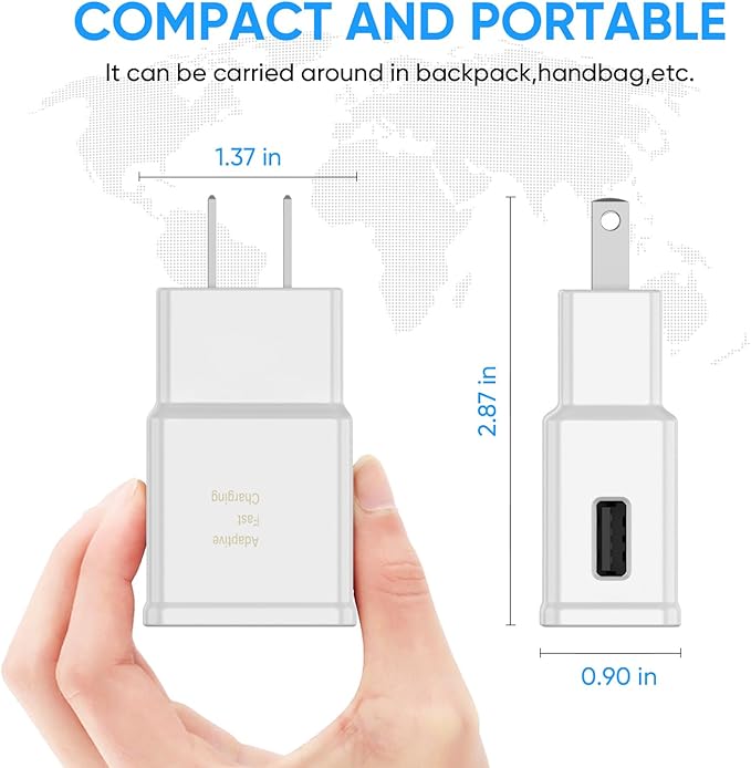 Type C Charger Fast Charging, 2 Pack USB C Android Phone Wall Charger Block & 6.6ft Charge Cable Cord, for Samsung Galaxy S8/ S9/ S10 Plus Active S10e, S20/ S21 Ultra Plus, Note 8 9 10, Pixel 3 4 etc