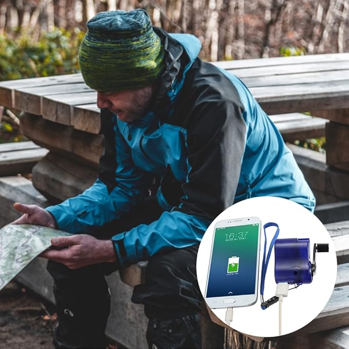 Hand Cranked Charger, USB Hand Crank Phone Charger Hand Power USB Charger for Outdoor Hiking Camping