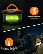 Camping String Lights, Retractable 32.8ft RGB Flash Lamp, Rechargeable LED Fairy Lights Outdoor Waterproof, Portable Hanging Lantern for Outside Tent Patio Awning Garden RV Essentials