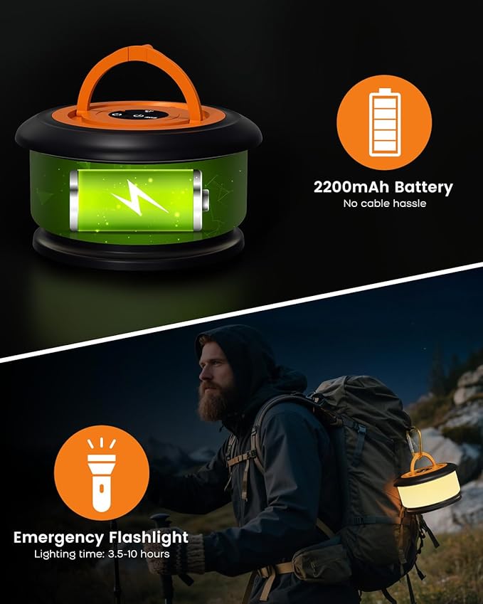 Camping String Lights, Retractable 32.8ft RGB Flash Lamp, Rechargeable LED Fairy Lights Outdoor Waterproof, Portable Hanging Lantern for Outside Tent Patio Awning Garden RV Essentials